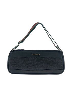 Gucci Sherry Line Black Silver Leather Handbag Pouch